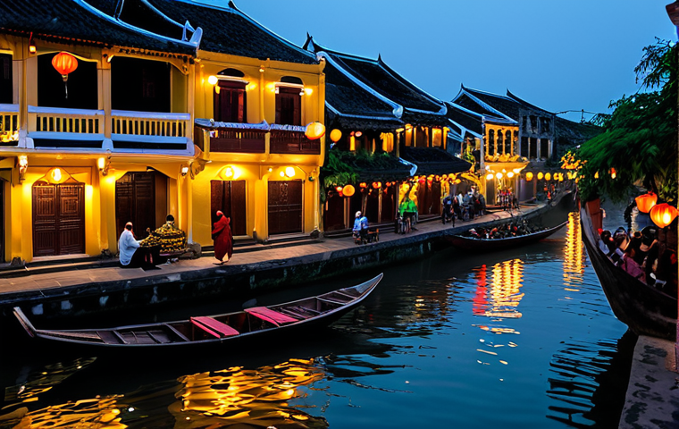 A breathtaking night view of Hoi An Ancient Town in Vietnam, illuminated by thousands of glowing, traditional colorful lanterns. The lanterns cast warm, soft light, reflecting beautifully on the tranquil Hoai River, creating a magical and serene atmosphere. People are seen strolling along the riverbanks and on traditional boats, fully clothed in modest, family-friendly attire, enjoying the enchanting evening. The ancient architecture of the town is subtly highlighted by the ambient light, showcasing its historic charm. Perfect anatomy, correct proportions, natural pose for any background figures. Well-formed hands, proper finger count, natural body proportions. Professional photography, high quality, safe for work, appropriate content, fully clothed.
